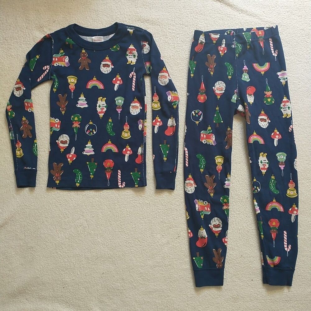 Hanna Anderson Pajama Set Kids 6-7 Christmas Organic Cotton Long Sleeve